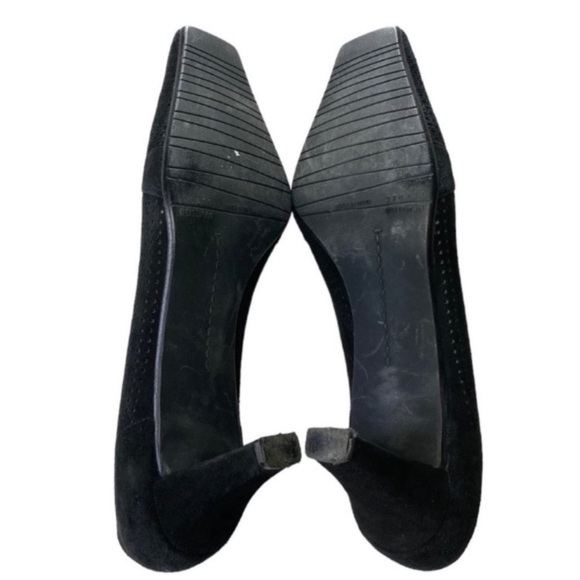 Stuart Weitzman Perforated Black Leather Square Toe Pumps Heels Size 8.5 - Picture 4 of 9